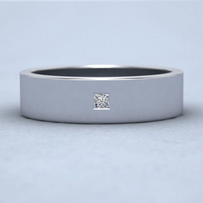 Single Stone Princess Cut Diamond Set 950 Palladium 6mm Wedding Ring