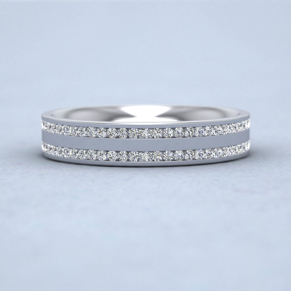 Two Row Full Channel 0.5ct Diamond Set 18ct White Gold 4mm Ring