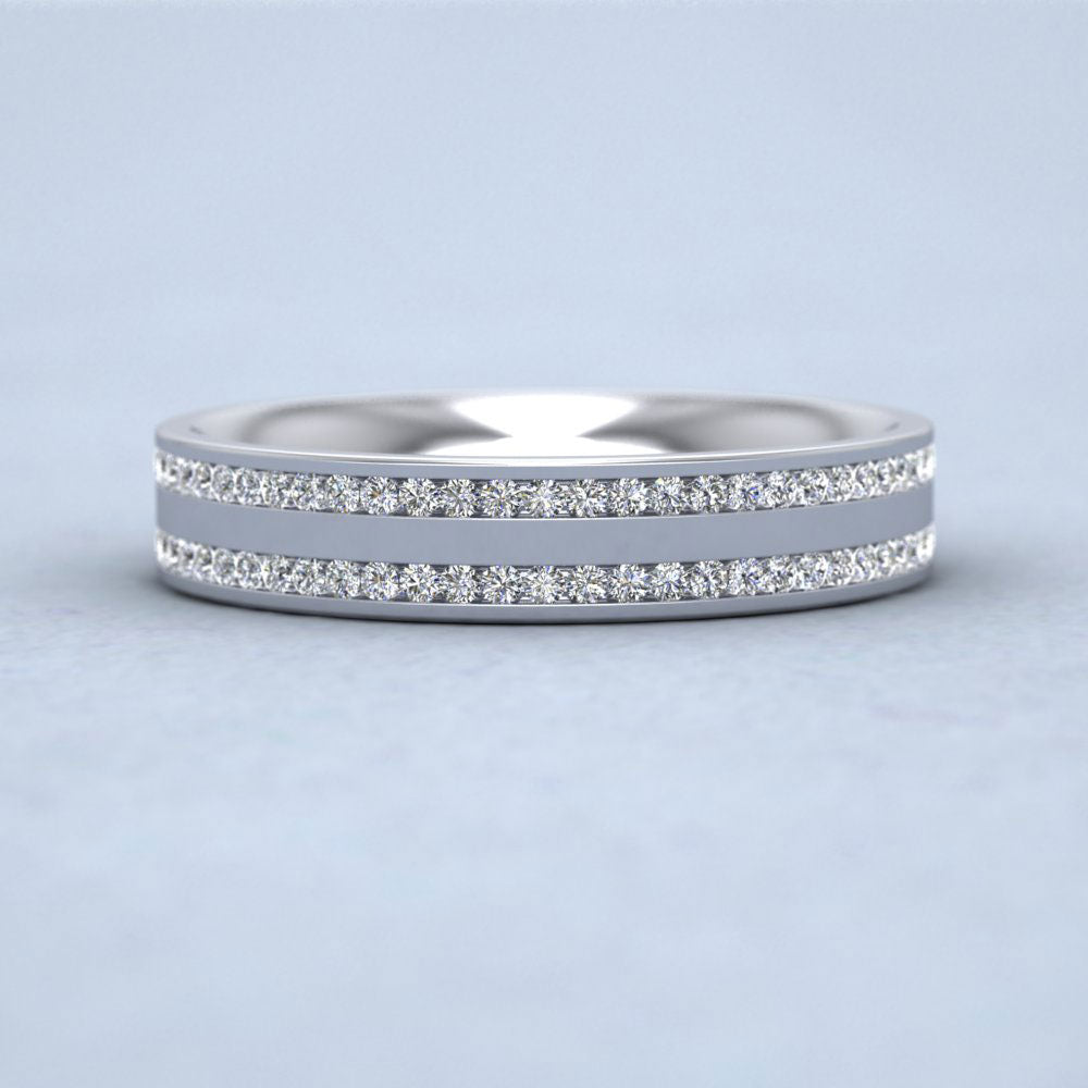 Two Row Full Channel 0.5ct Diamond Set 9ct White Gold 4mm Ring