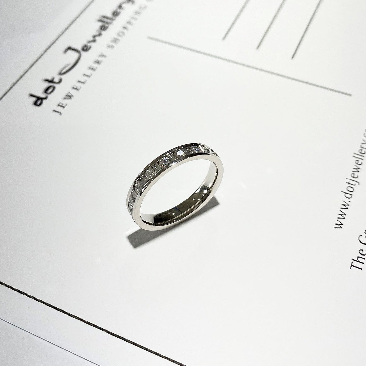 Channel Set Alternate Baguette And Round Diamond 18ct White Gold 3mm Ring