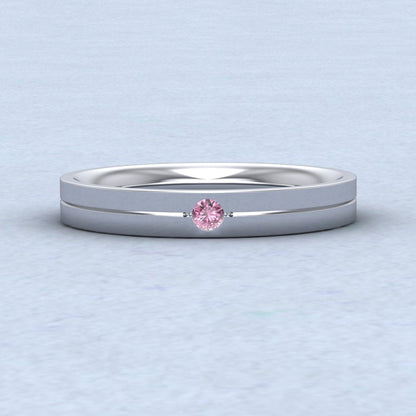 Pink Sapphire Set Sterling Silver 3mm Wedding Ring