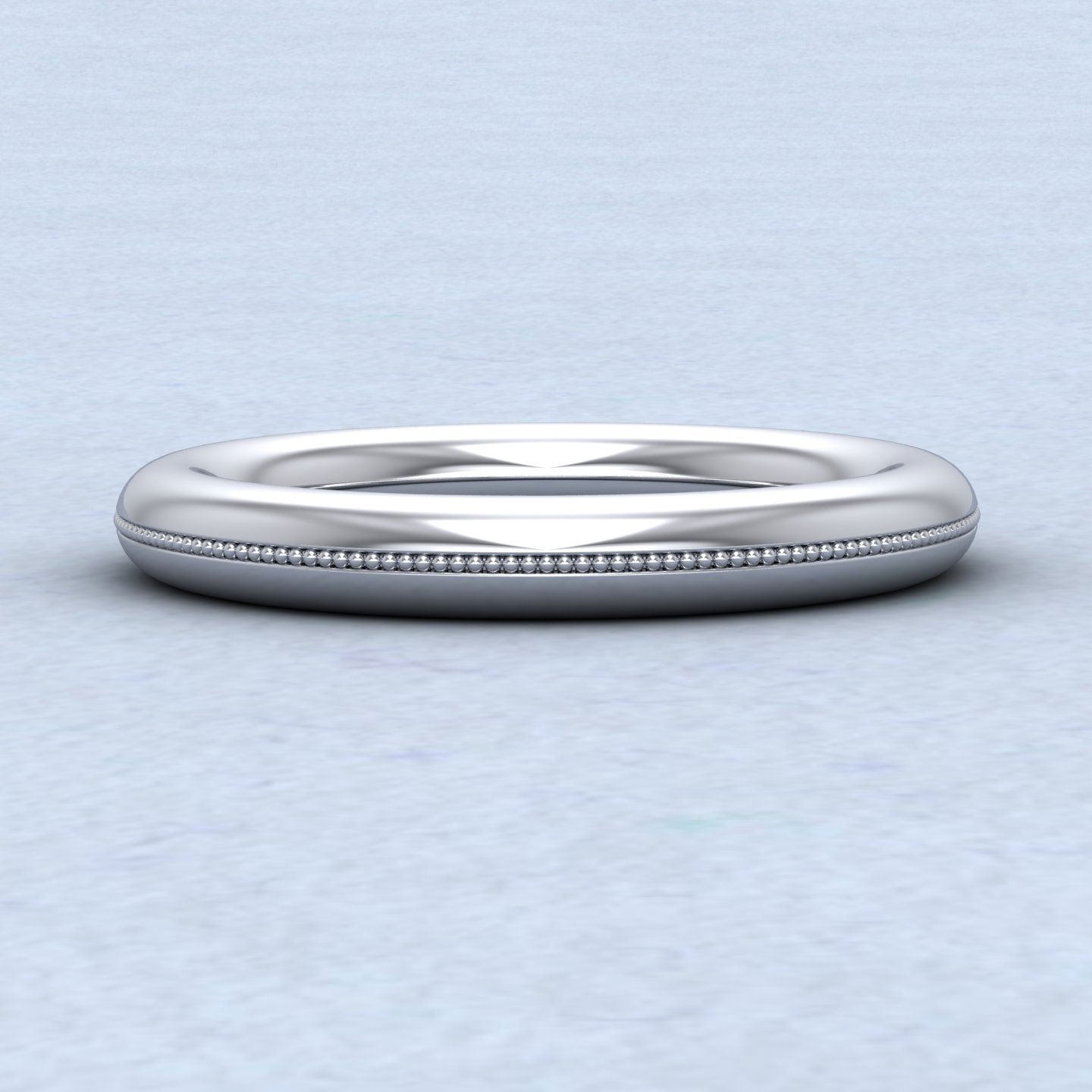 Millgrain Patterned Sterling Silver 3mm Halo Wedding Ring
