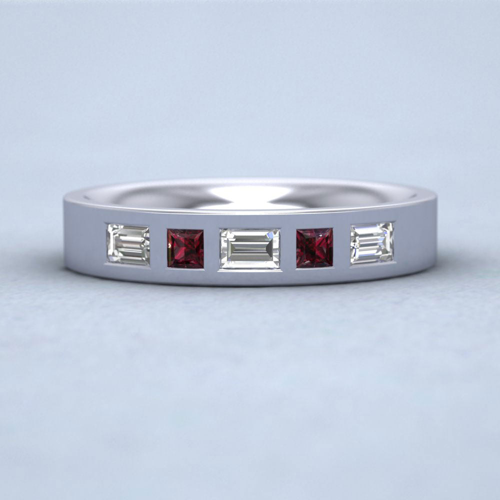 Ruby And Diamond Set (0.4ct Vs, F/G) 9ct White Gold 4mm Wedding Ring