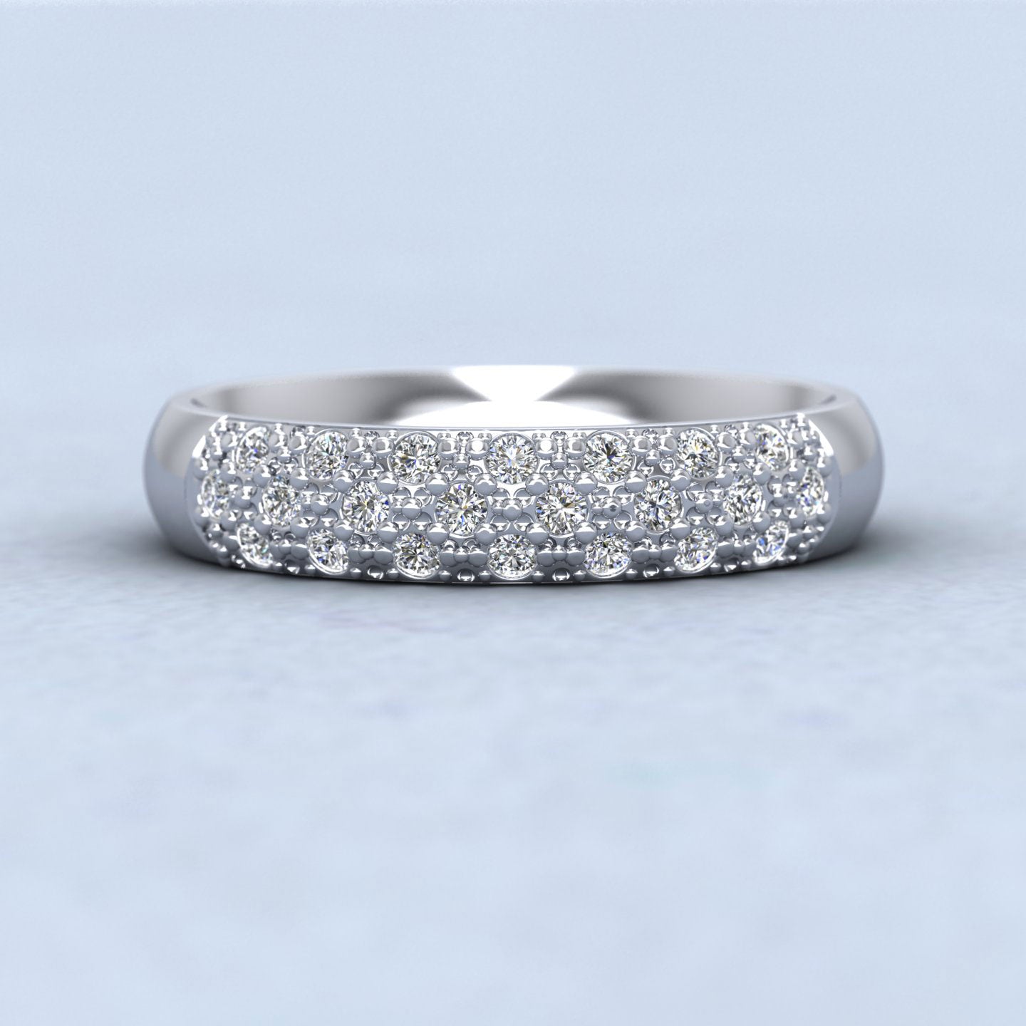 Diamond Pave Set (0.25ct) 18ct White Gold 4mm Wedding Ring