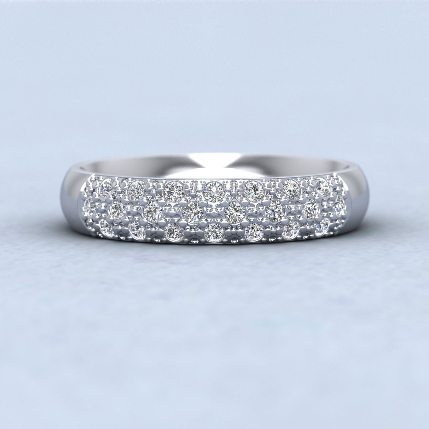 Diamond Pave Set (0.25ct) 950 Platinum 4mm Wedding Ring