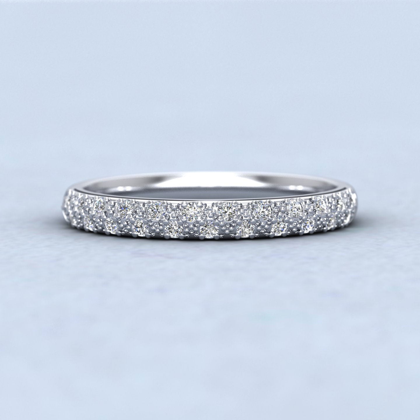 Pave Set Diamond (0.176ct) 14ct White Gold 2.5mm Wedding Ring