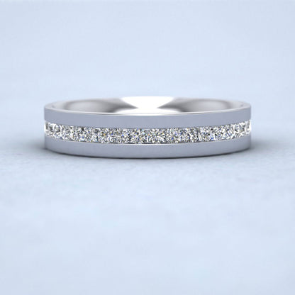 Channel Set Round Diamond (0.25ct) Half Set 950 Platinum Flat 3.5mm Ring