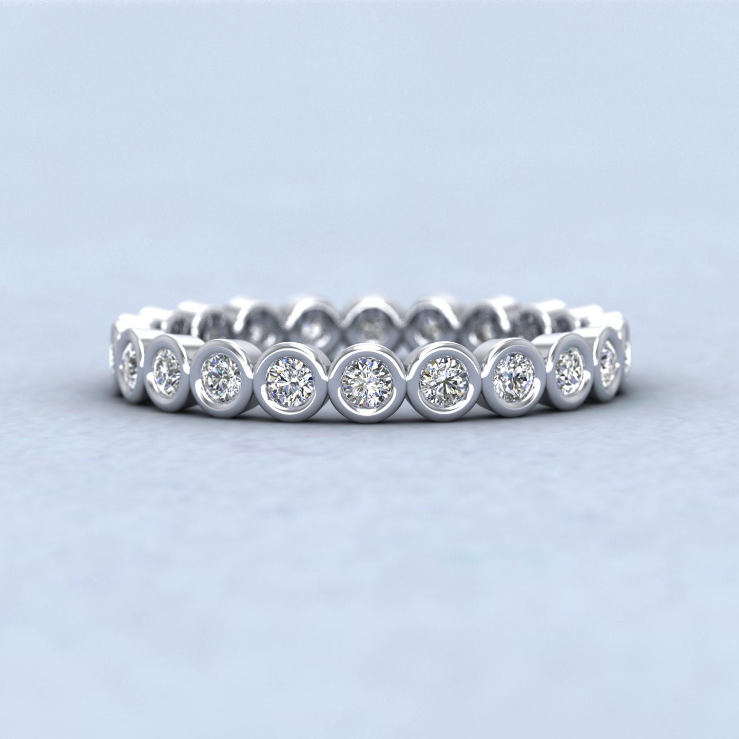 Full Set Diamond Ring In 9ct White Gold 2.5mm Wide