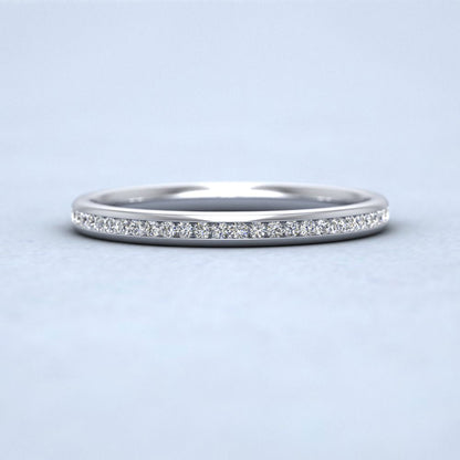 Half Channel Set 0.13ct Round Brilliant Cut Diamond 18ct White Gold 2mm Ring