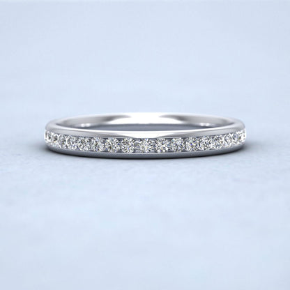 Half Channel Set 0.24ct Round Brilliant Cut Diamond 9ct White Gold 2.5mm Ring