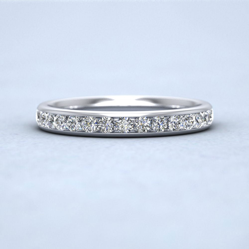 Half Channel Set 0.34ct Round Brilliant Cut Diamond 18ct White Gold 2.75mm Ring