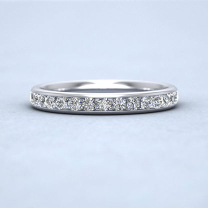 Half Channel Set 0.34ct Round Brilliant Cut Diamond 9ct White Gold 2.75mm Ring