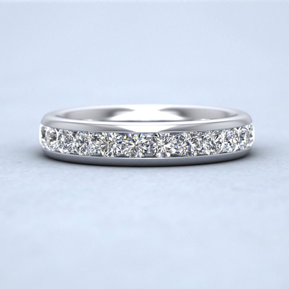 Half Channel Set 0.91ct Round Brilliant Cut Diamond 18ct White Gold 4mm Ring