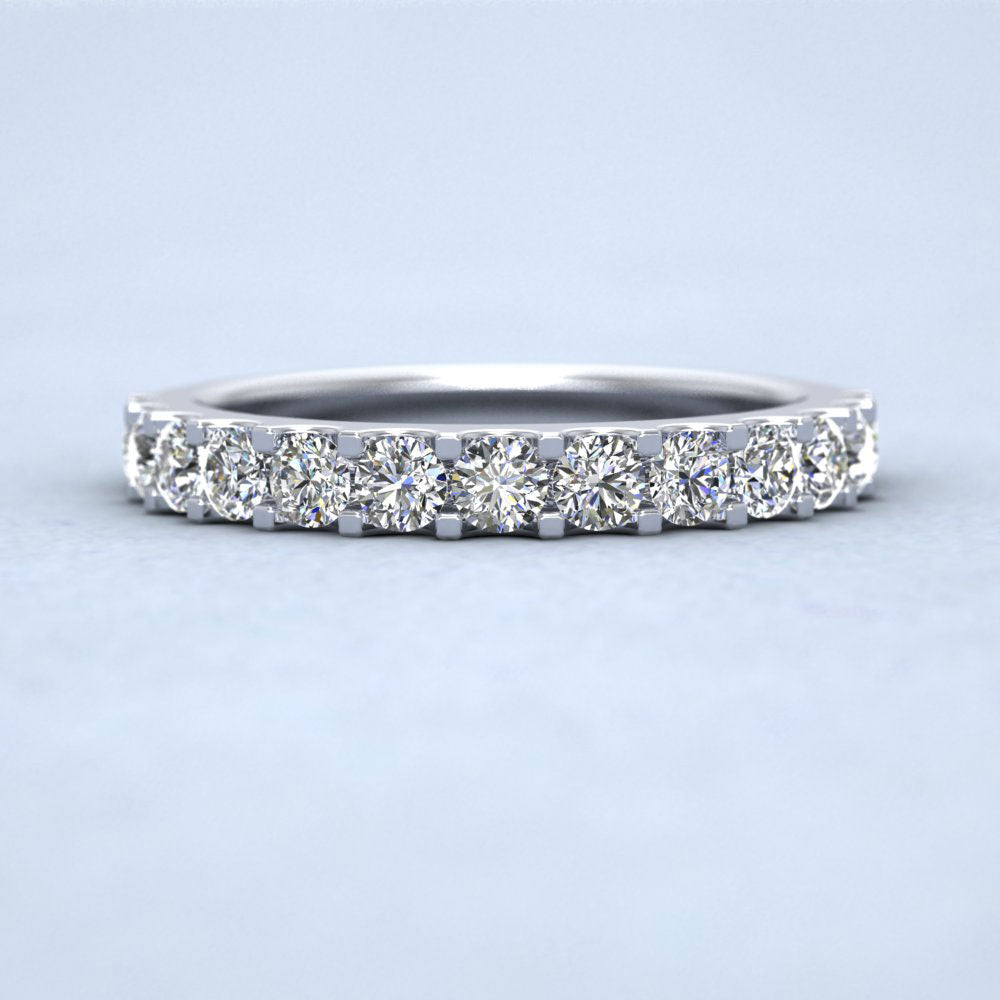 Round Claw 0.75ct Half Diamond Set 18ct White Gold 3mm Ring