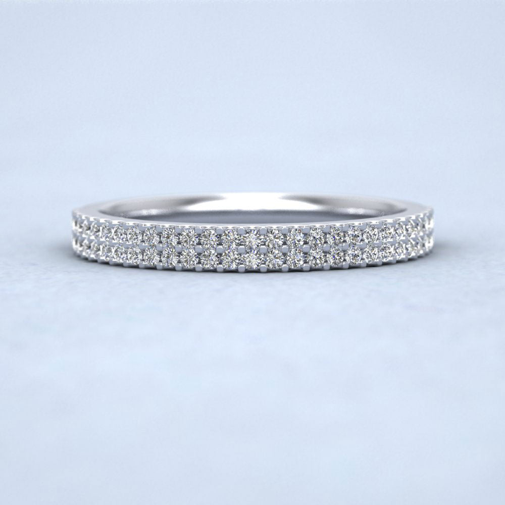 Two Row Round Claw 0.28ct Half Diamond Set 18ct White Gold 2.5mm Ring