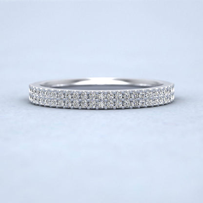 Two Row Round Claw 0.5ct Full Diamond Set 950 Platinum 2.5mm Ring