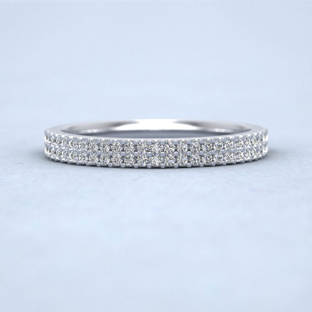 Two Row Round Claw 0.5ct Full Diamond Set 18ct White Gold 2.5mm Ring