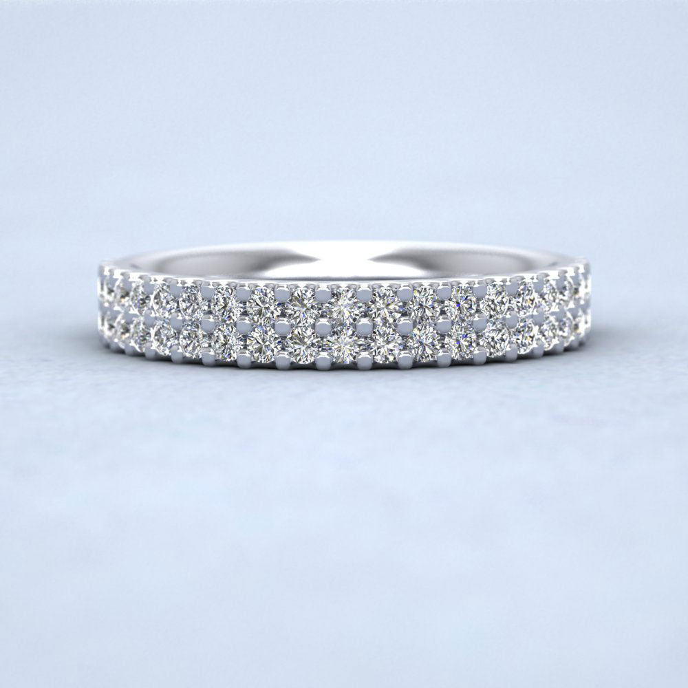 Two Row Round Claw 0.5ct Half Diamond Set 950 Platinum 3.5mm Ring