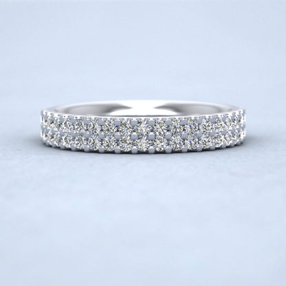 Two Row Round Claw 0.5ct Half Diamond Set 950 Platinum 3.5mm Ring