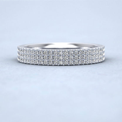 Three Row Round Claw 0.75ct Half Diamond Set 950 Platinum 5mm Ring