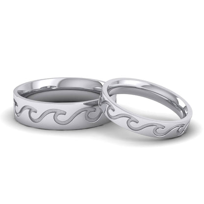 Wave Pattern 500 Palladium 4mm Wedding Ring