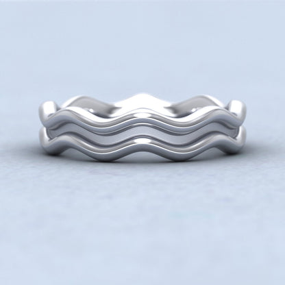 Double Wave Sterling Silver 4mm Wedding Ring