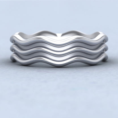 Triple Wave 14ct White Gold 6mm Wedding Ring