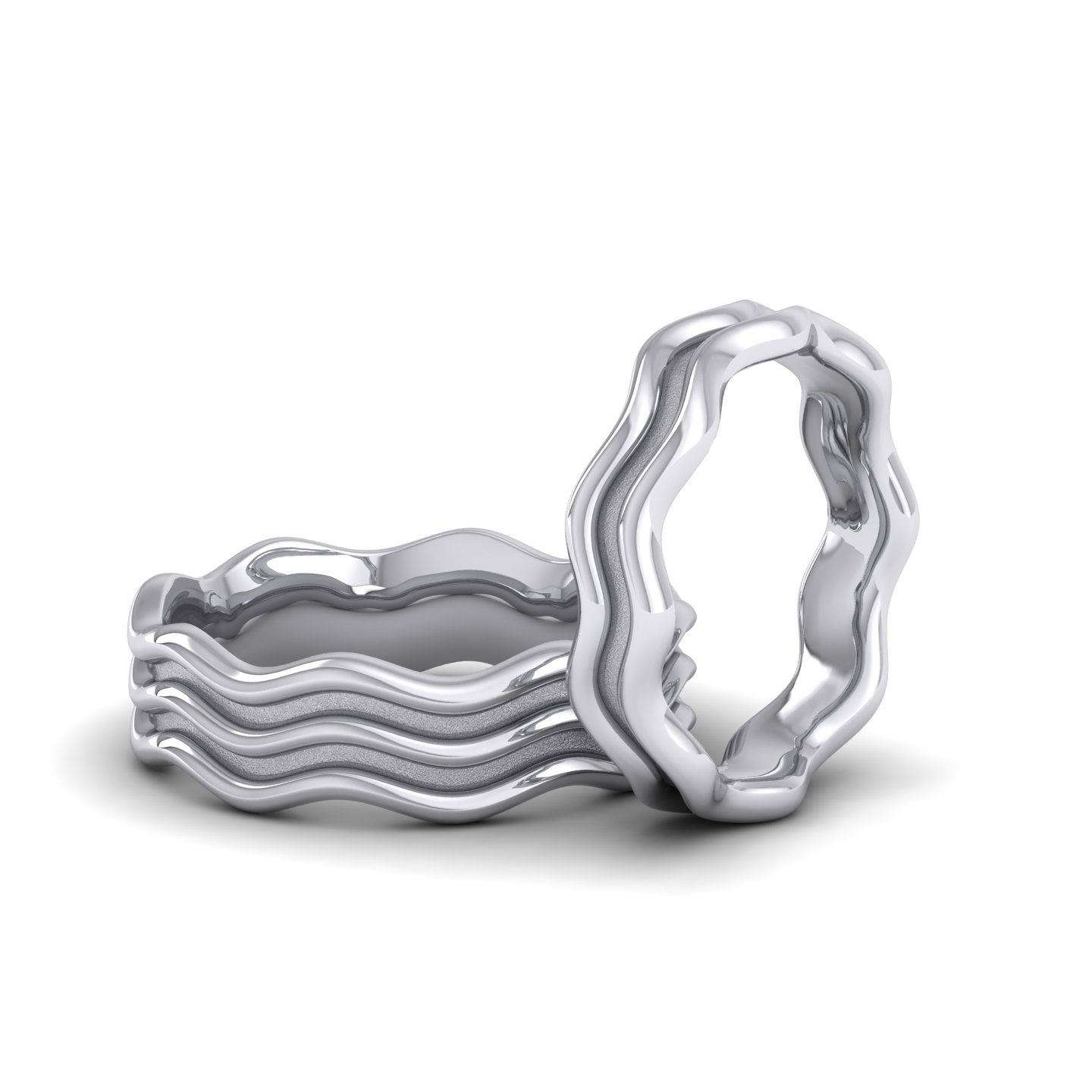 Triple Wave Sterling Silver 6mm Wedding Ring
