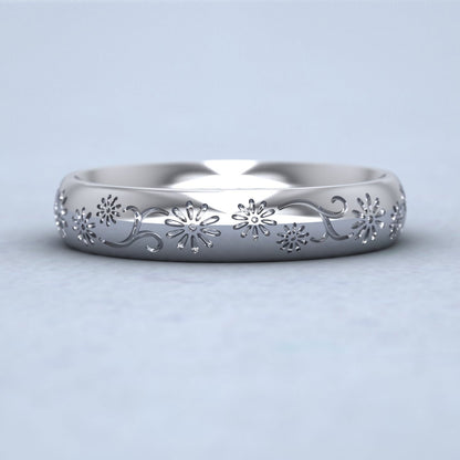 Daisy Pattern 950 Platinum 4mm Wedding Ring