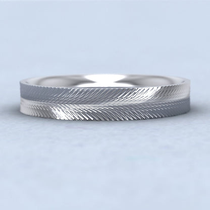 Feather Pattern 950 Palladium 4mm Wedding Ring