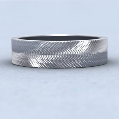 Feather Pattern 14ct White Gold 6mm Wedding Ring