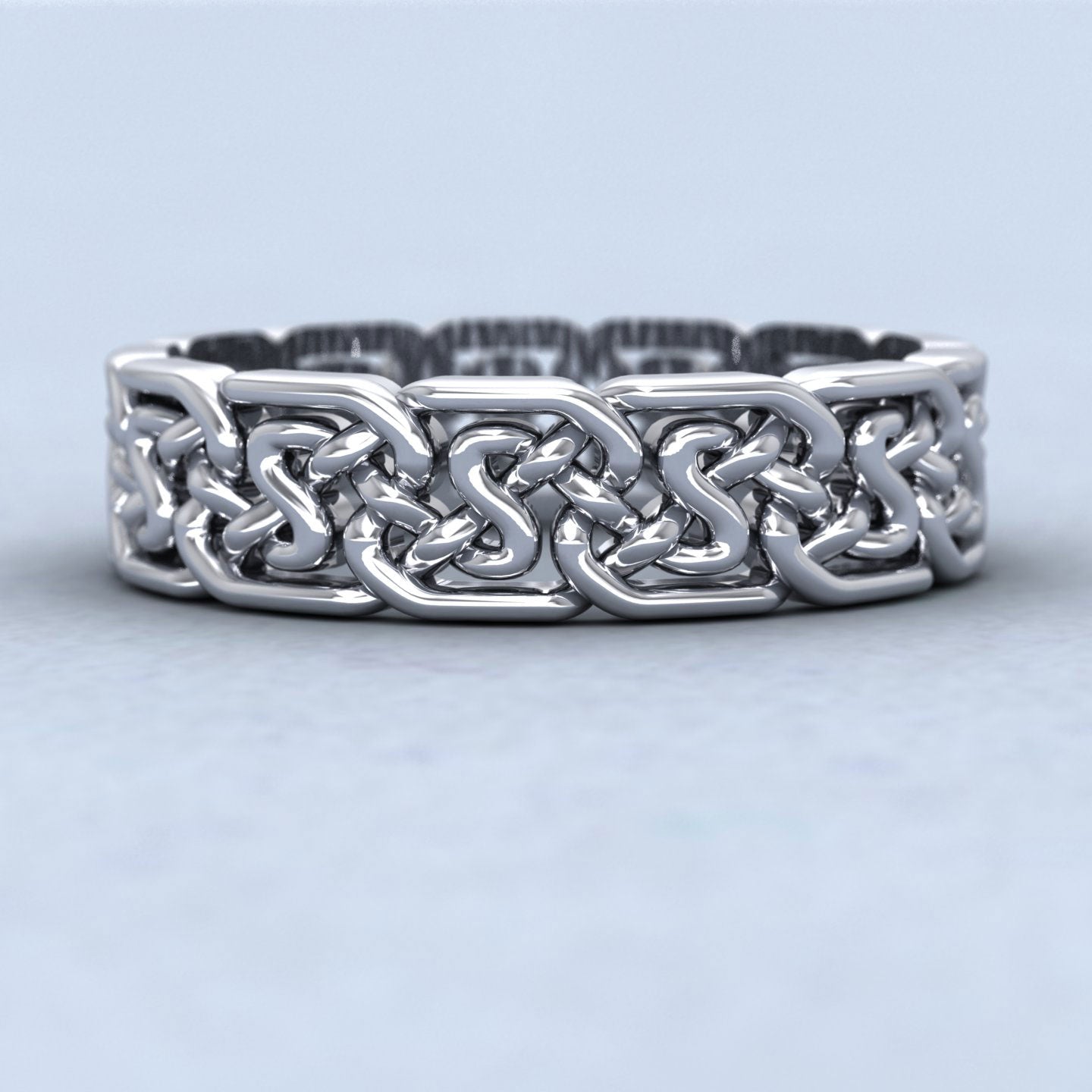 Open Celtic Patterned 14ct White Gold 6mm Wedding Ring