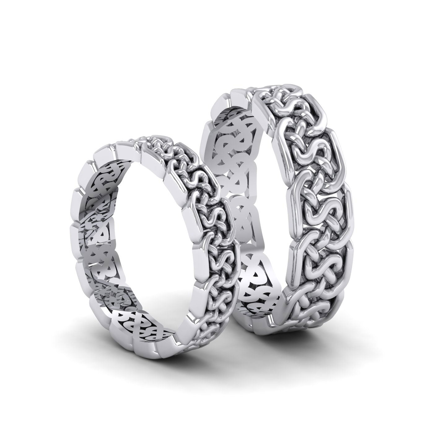 Open Celtic Patterned 14ct White Gold 4mm Wedding Ring