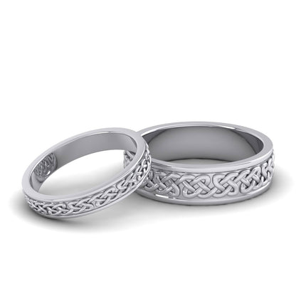 Celtic Pattern With Edge Flat Sterling Silver 6mm Wedding Ring