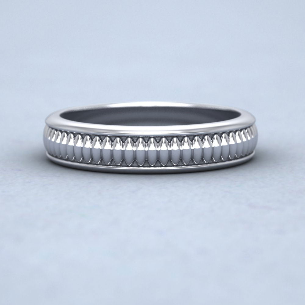 Raised Oval Bump And Edged 950 Platinum 4mm Wedding Ring