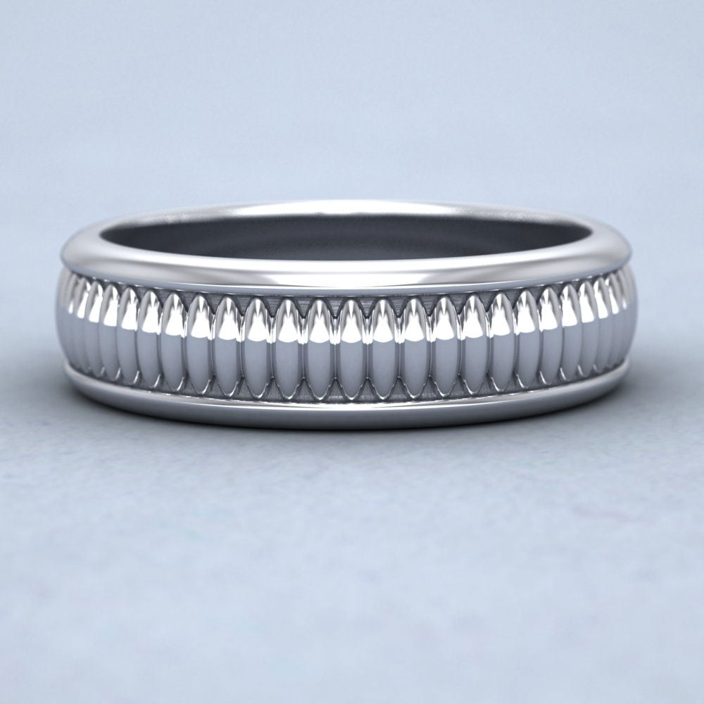 Raised Oval Bump And Edged 950 Platinum 6mm Wedding Ring
