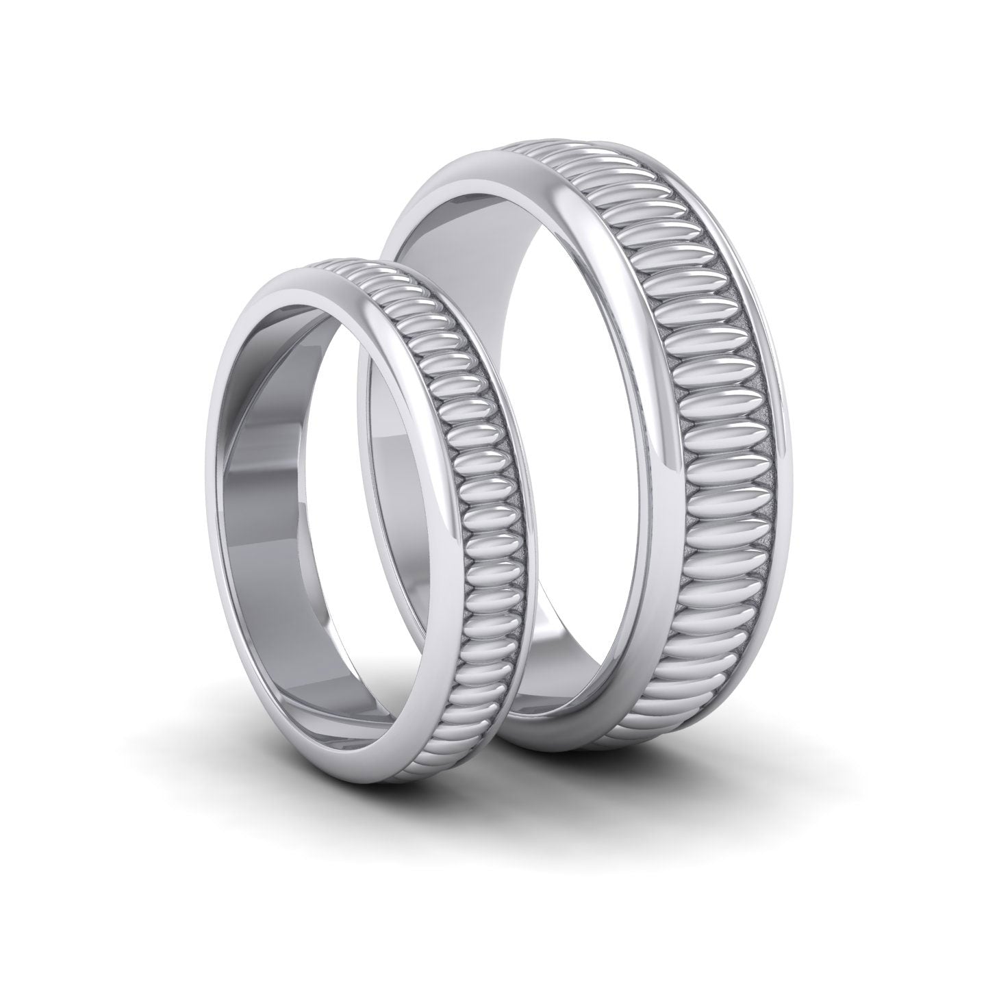 Raised Oval Bump And Edged 950 Platinum 6mm Wedding Ring