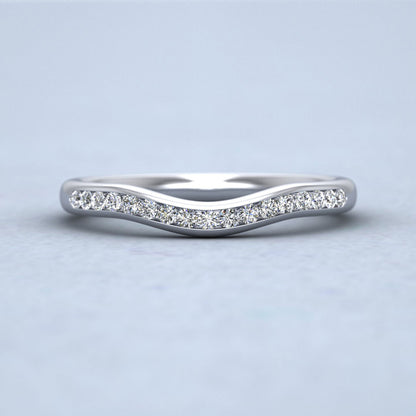 Curved To Fit Channel Set Diamond Wedding Ring In 18ct White Gold 2.25mm Wide