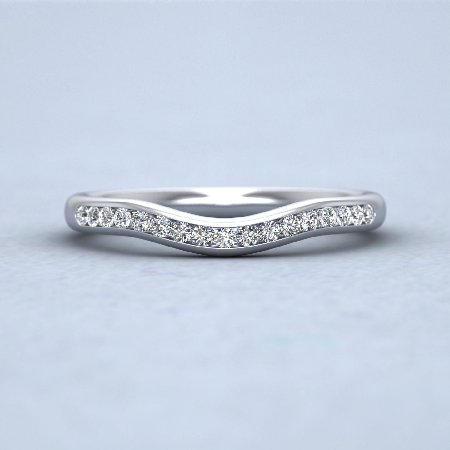 Curved To Fit Channel Set Diamond Wedding Ring In 950 Platinum 2.25mm Wide