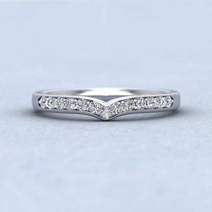 Slight Wishbone Shaped Bead Set Diamond Wedding Ring In 950 Platinum 2.25mm Wide