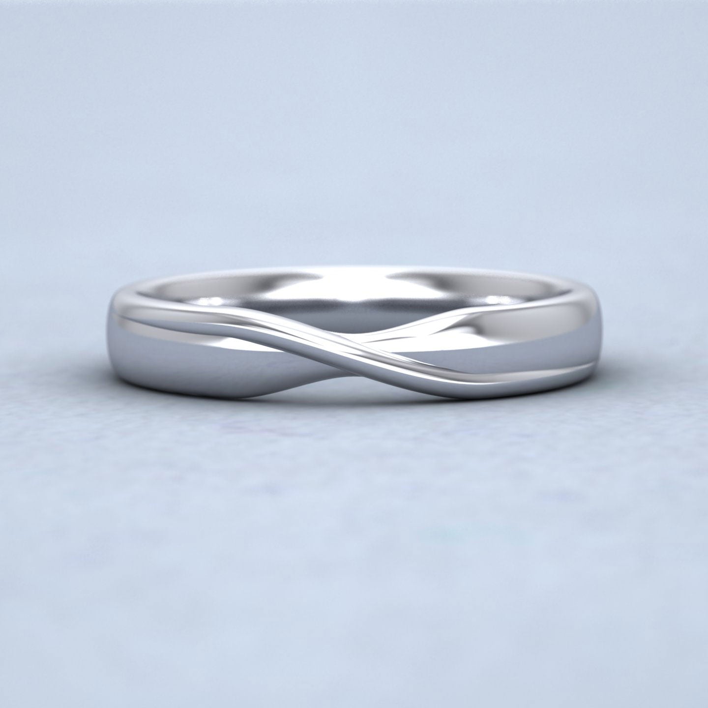Ribbon Crossover Wedding Ring In 9ct White Gold 3.5mm Wide