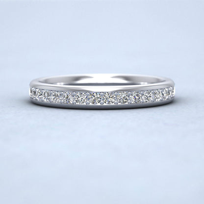 Half Bead Set 0.34ct Round Brilliant Cut Diamond 950 Platinum 3mm Ring