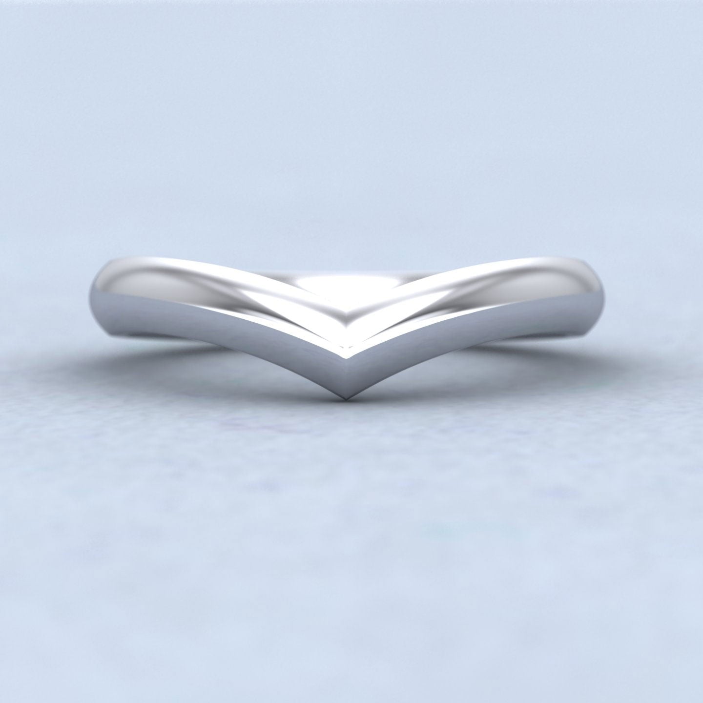 Wishbone Shaped 14ct White Gold 3mm Wedding Ring
