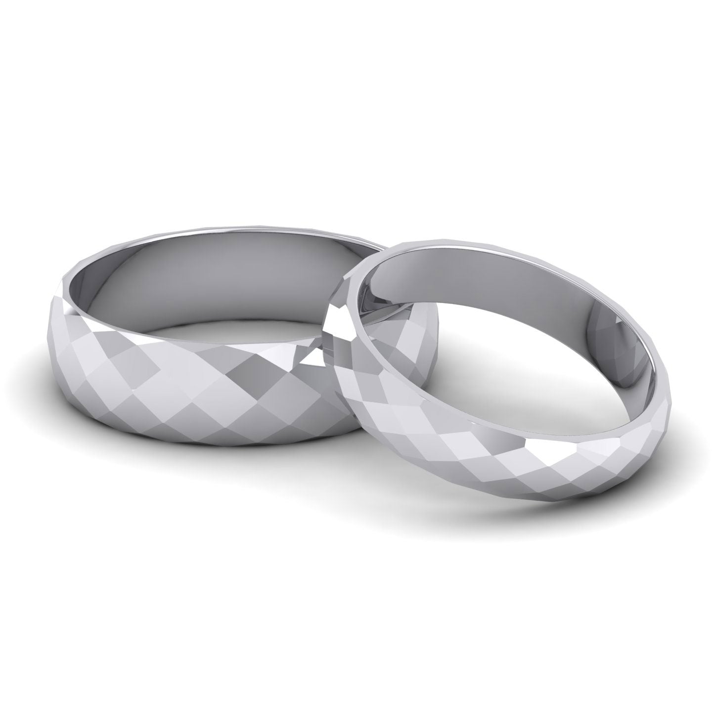 Facetted Harlequin Design 14ct White Gold 4mm Wedding Ring