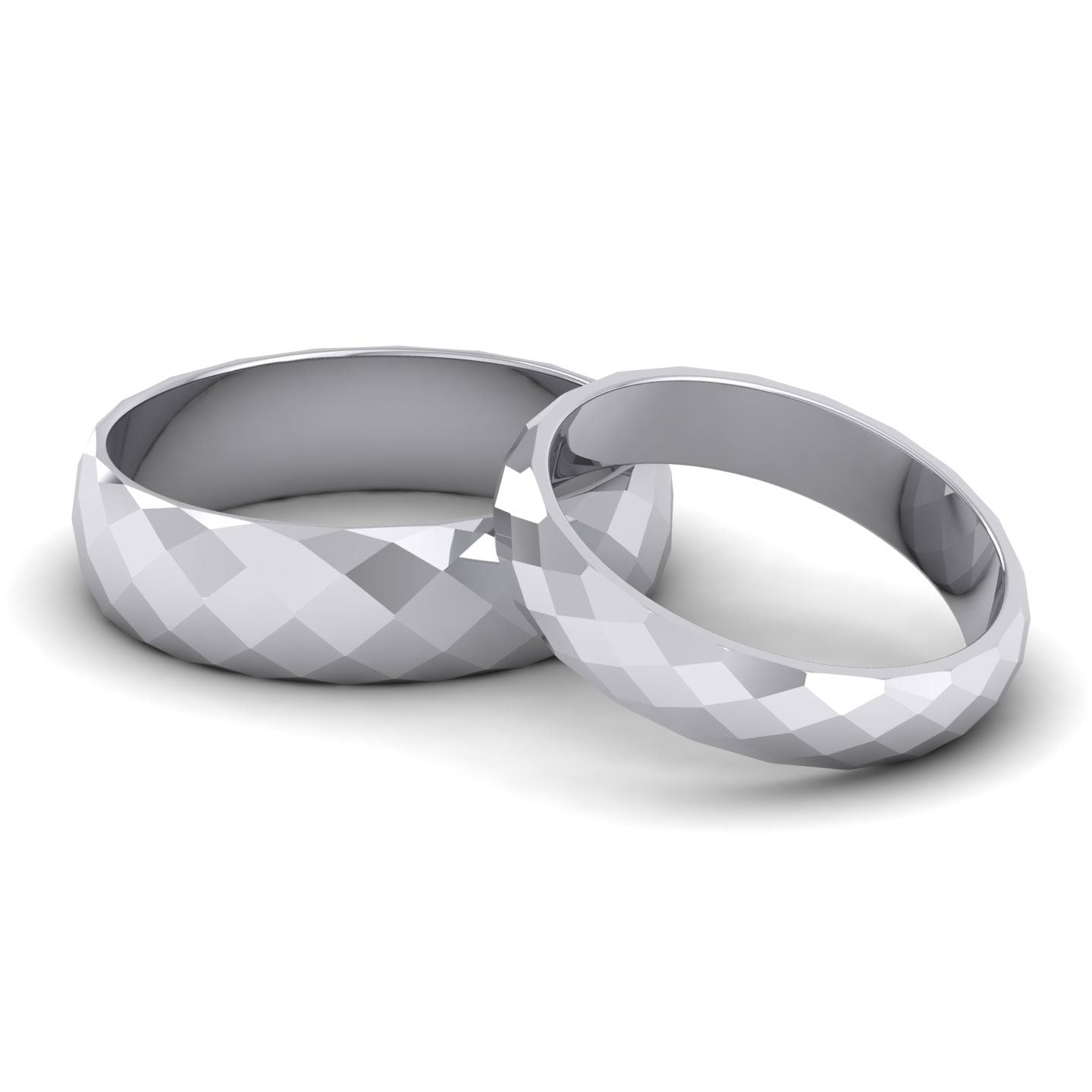 Facetted Harlequin Design Sterling Silver 4mm Wedding Ring