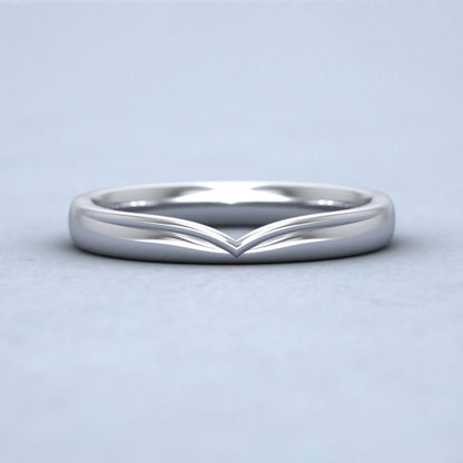 Raised V Shaped 14ct White Gold 3mm Wedding Ring