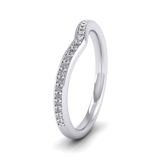 Wishbone Shape Diamond Set Pave 950 Platinum 2mm Wedding Ring