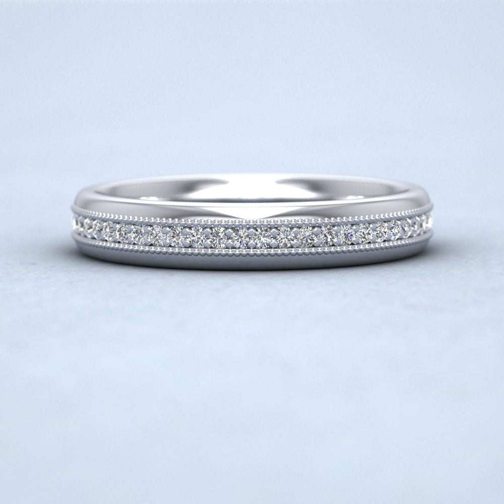 Fully Set Ring With Round Brilliant Cut Diamonds With Set In Millgrain Surround (0.26ct) 18ct White Gold 3.5mm Ring