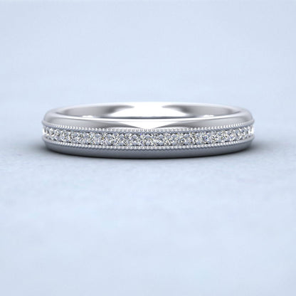 Half Set Ring With Round Brilliant Cut Diamonds With Set In Millgrain Surround (0.14ct) 9ct White Gold 3.5mm Ring