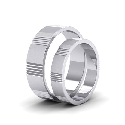 Across Groove Pattern 950 Palladium 6mm Flat Wedding Ring